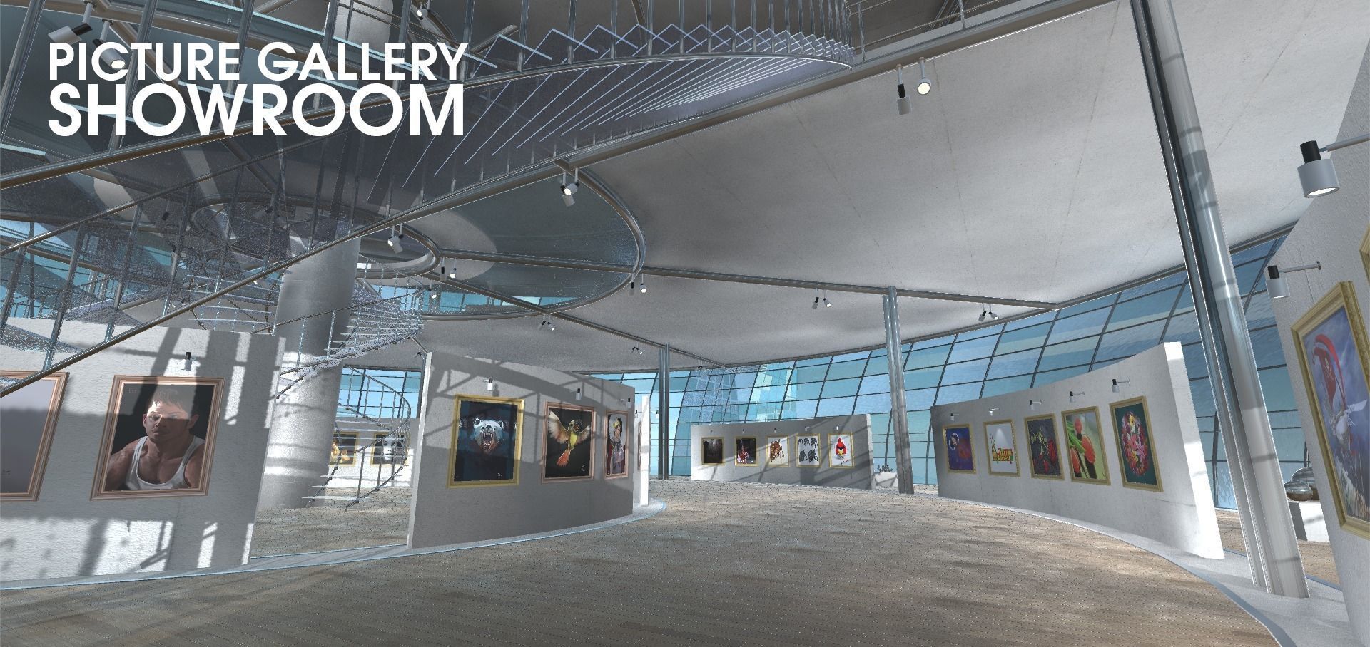 Picture gallery - showroom Low-poly 3D model_7