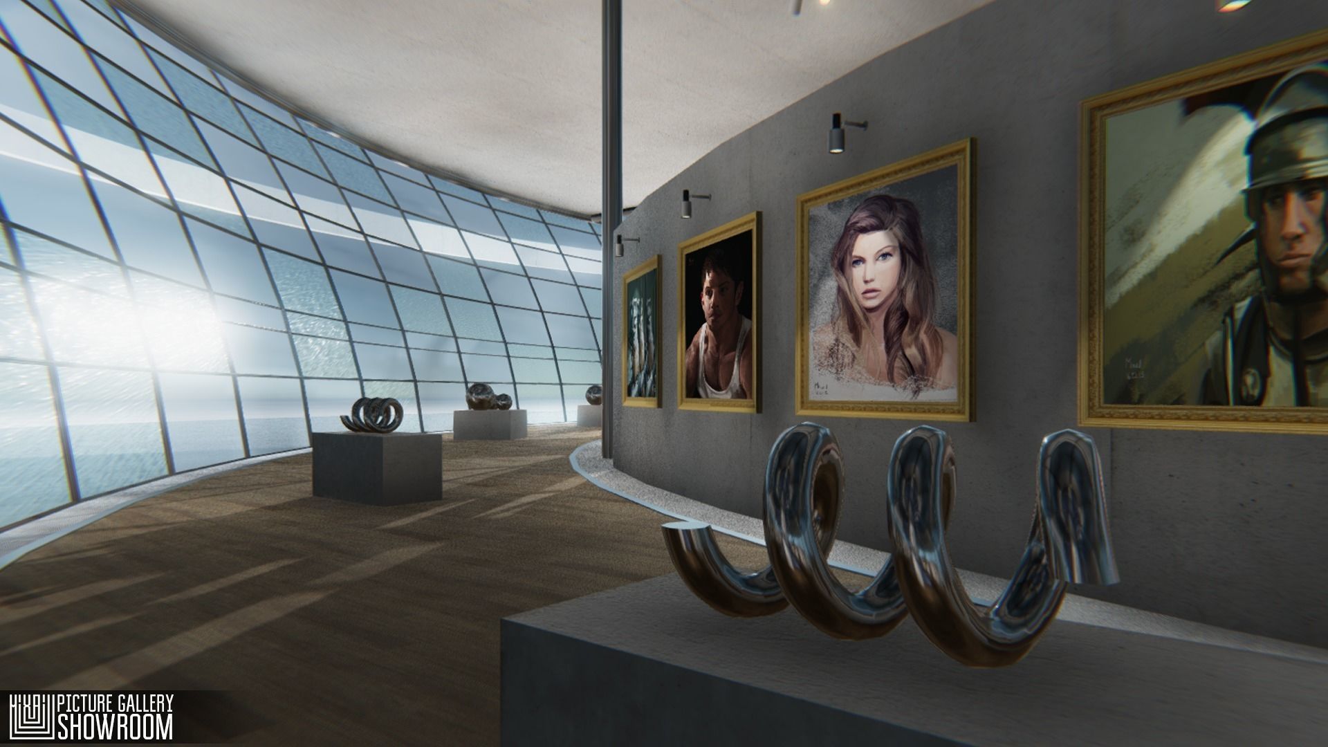 Picture gallery - showroom Low-poly 3D model_22