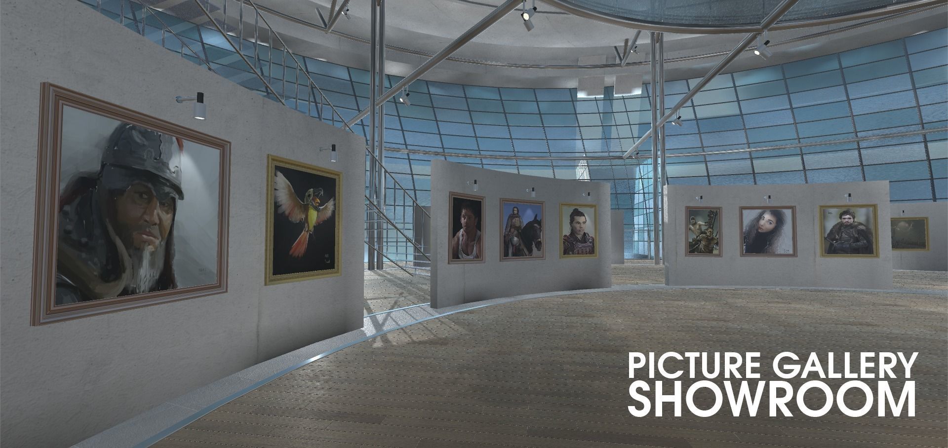 Picture gallery - showroom Low-poly 3D model_9