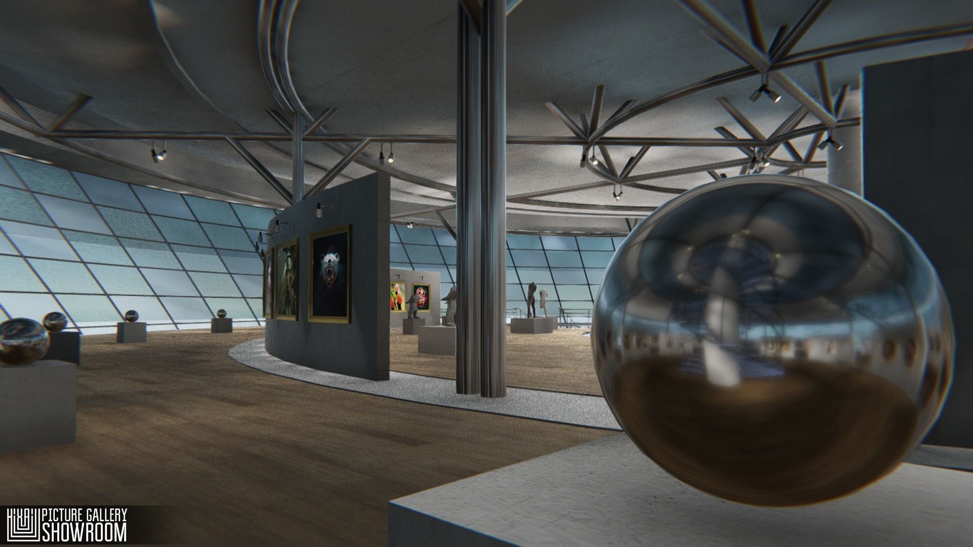 Picture gallery - showroom Low-poly 3D model_16