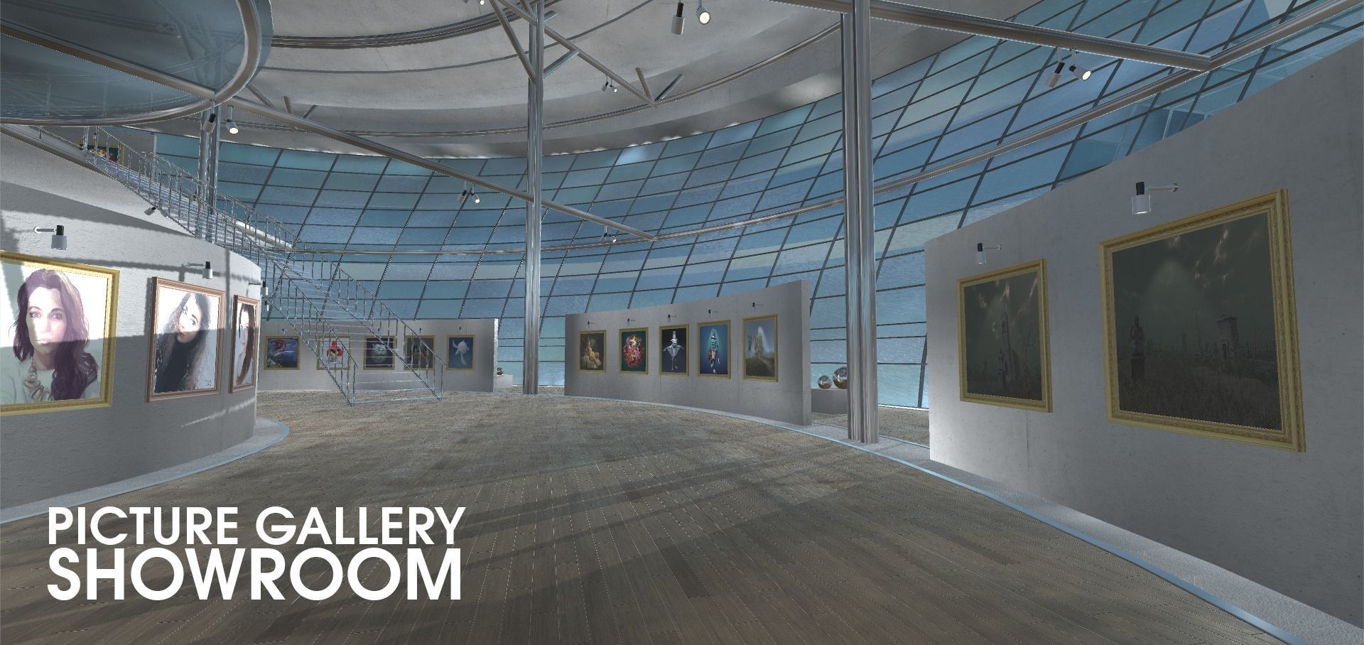 Picture gallery - showroom Low-poly 3D model_8