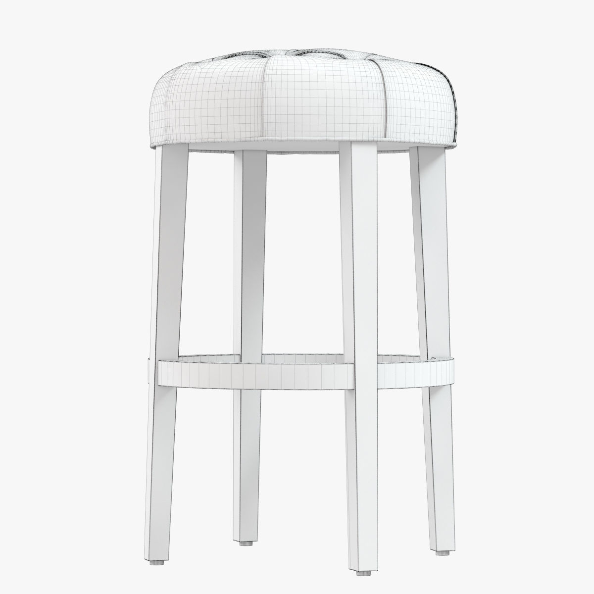Restoration Hardware  Bennett Round Leather Stool  3D model_6