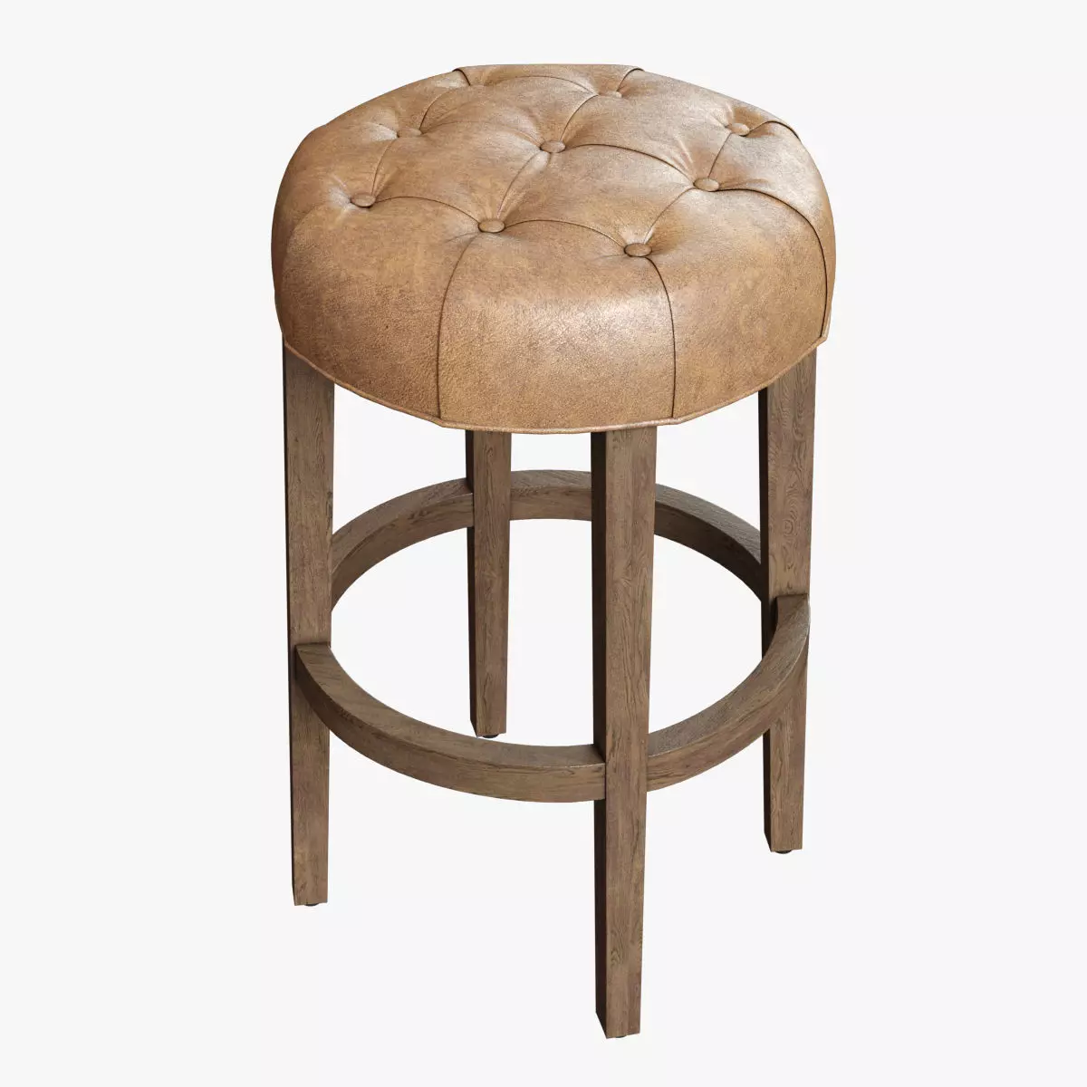 Restoration Hardware  Bennett Round Leather Stool  3D model_0