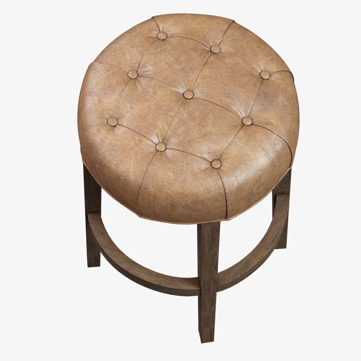 Restoration Hardware  Bennett Round Leather Stool  3D model_1