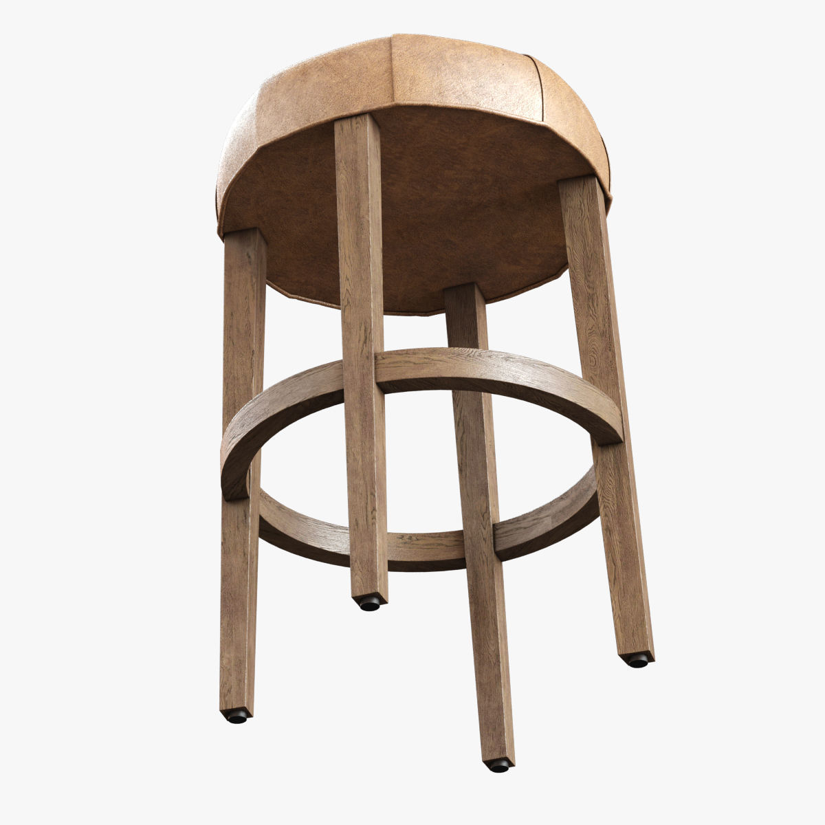 Restoration Hardware  Bennett Round Leather Stool  3D model_4