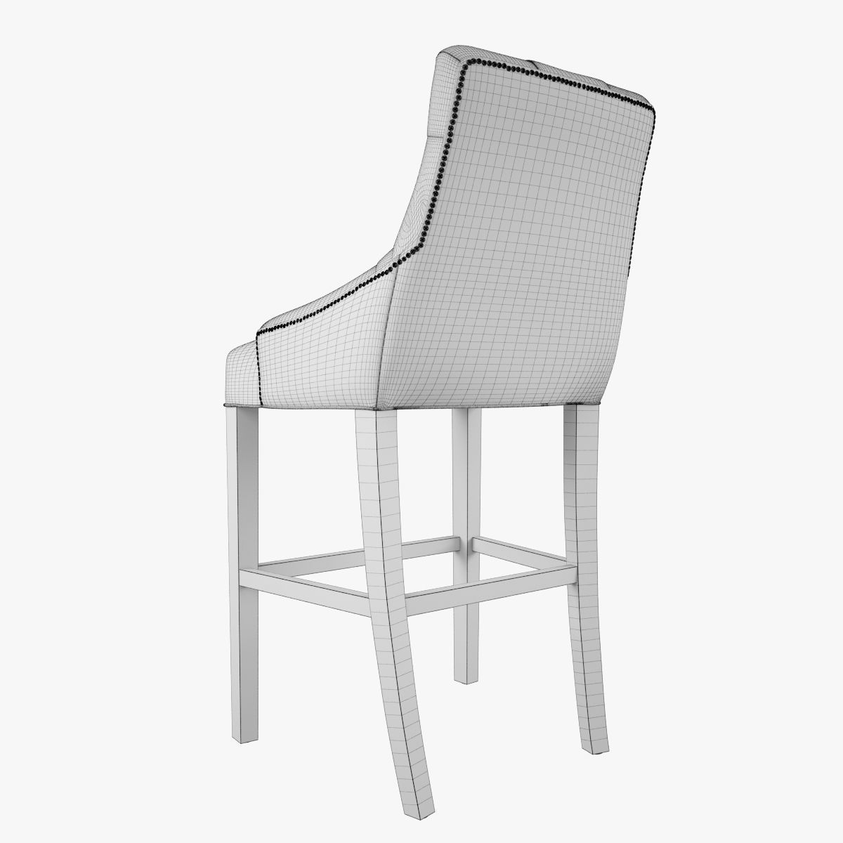 Restoration Hardware Martine Tufted Leather Stool  3D model_5