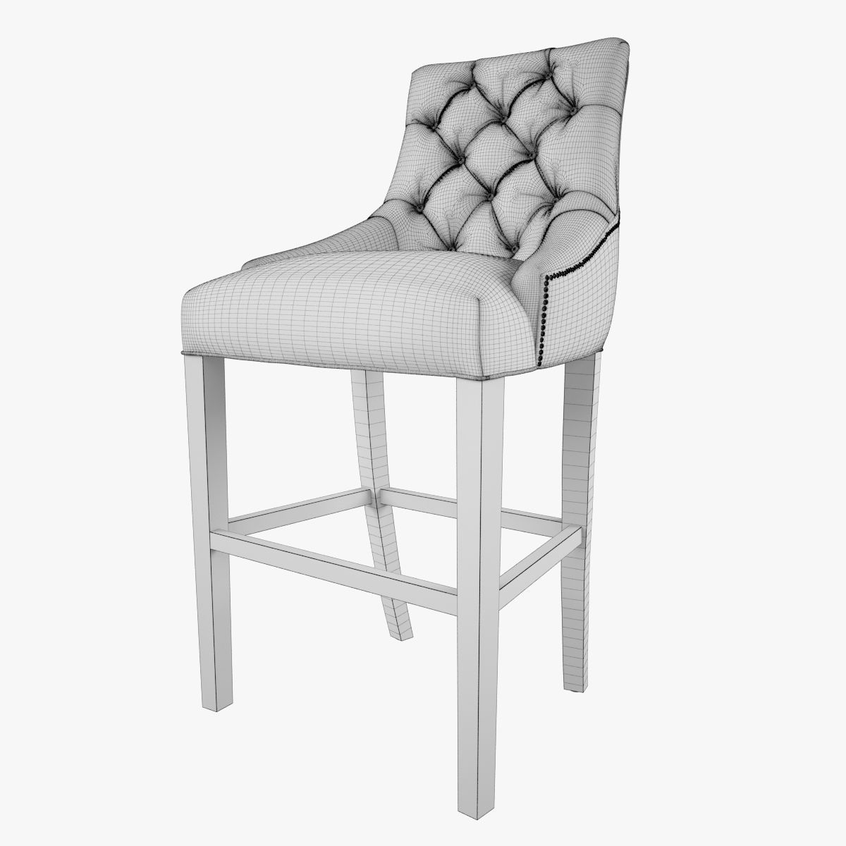 Restoration Hardware Martine Tufted Leather Stool  3D model_6