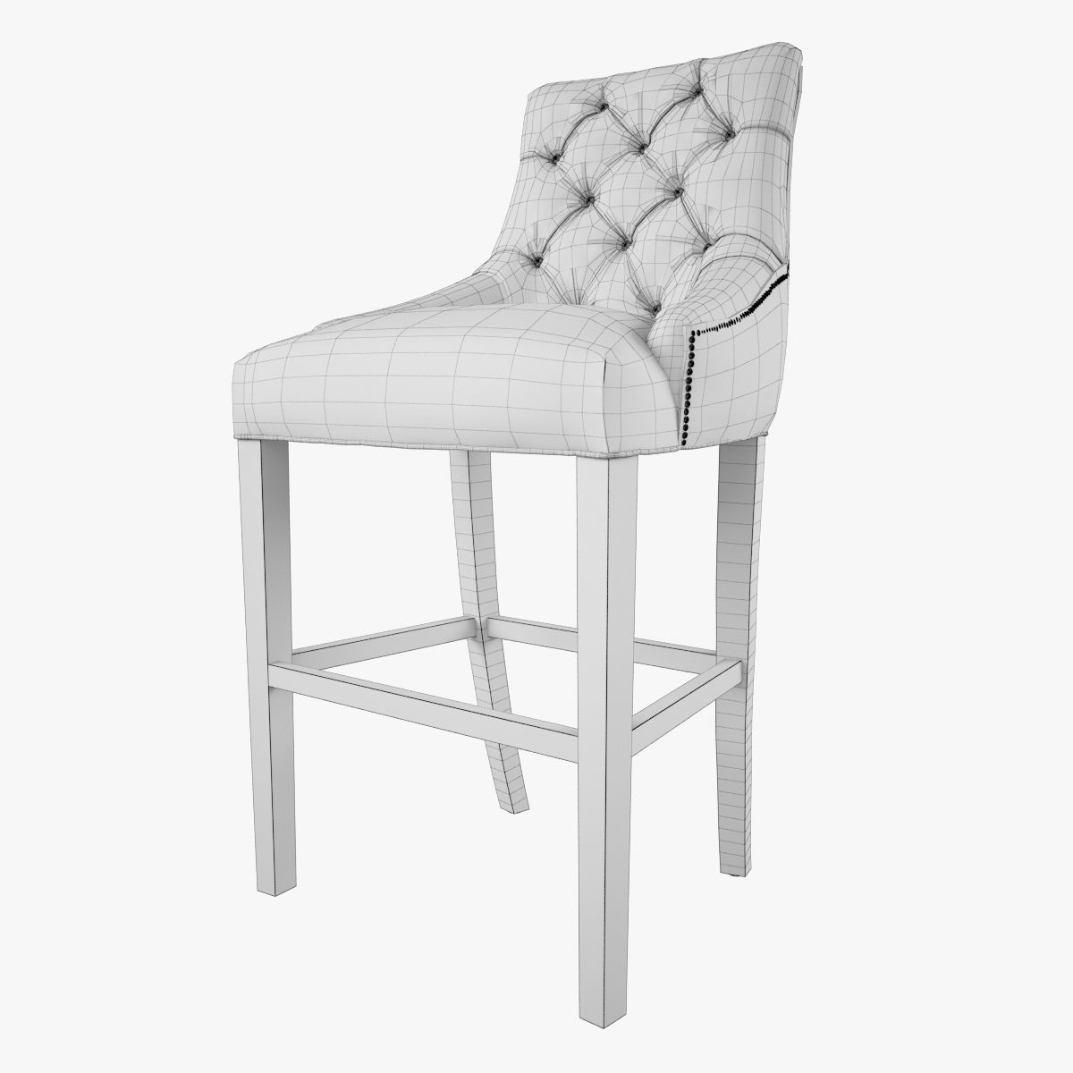 Restoration Hardware Martine Tufted Leather Stool  3D model_7