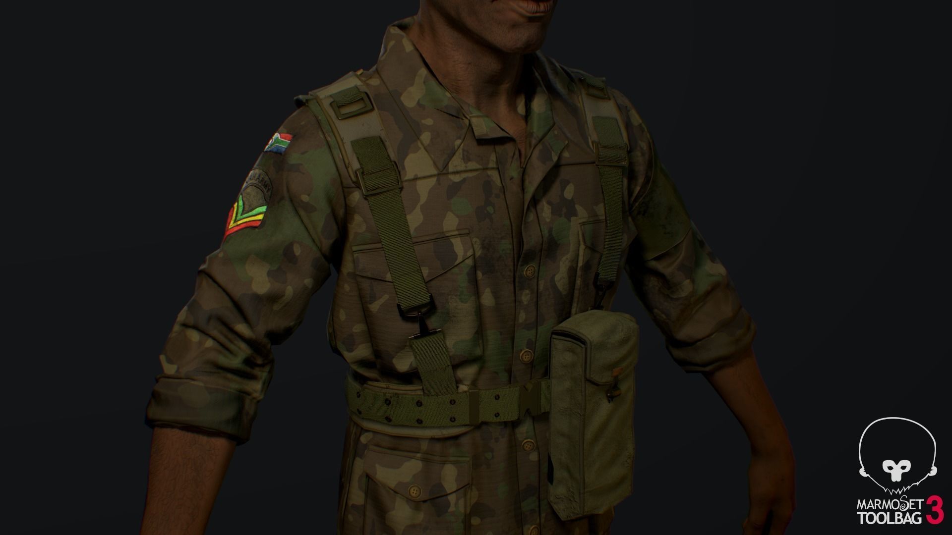  African soldier Low-poly 3D model_2