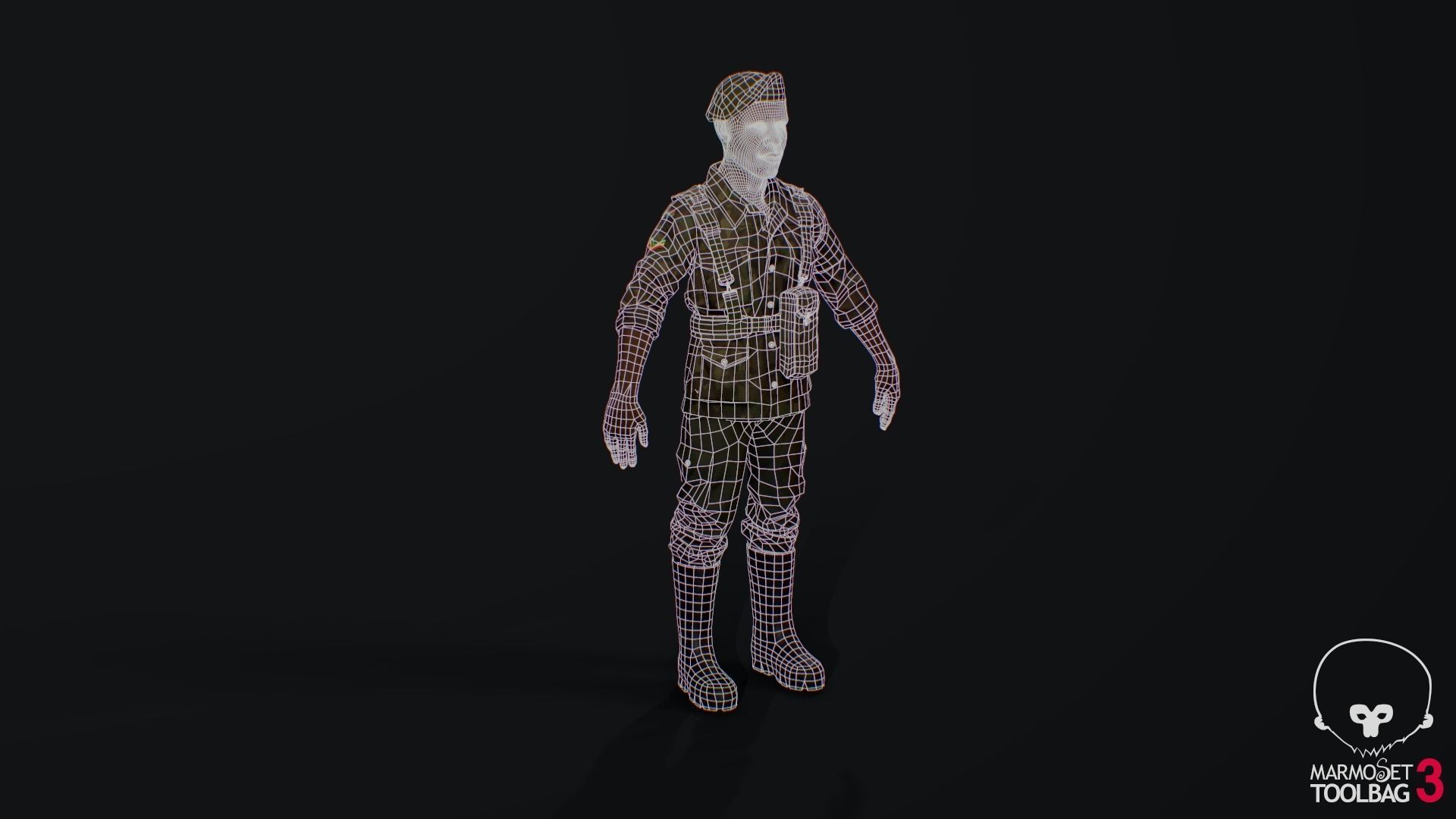  African soldier Low-poly 3D model_4