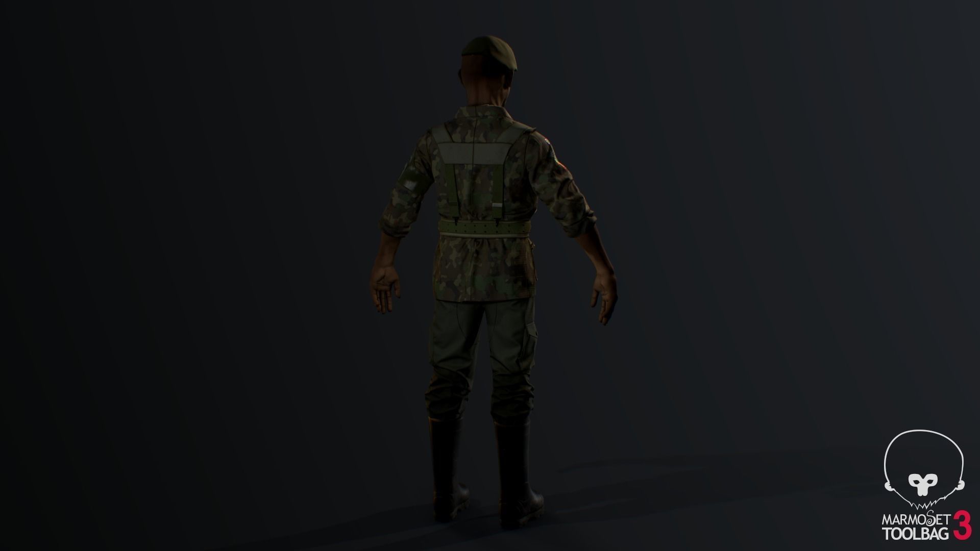  African soldier Low-poly 3D model_5