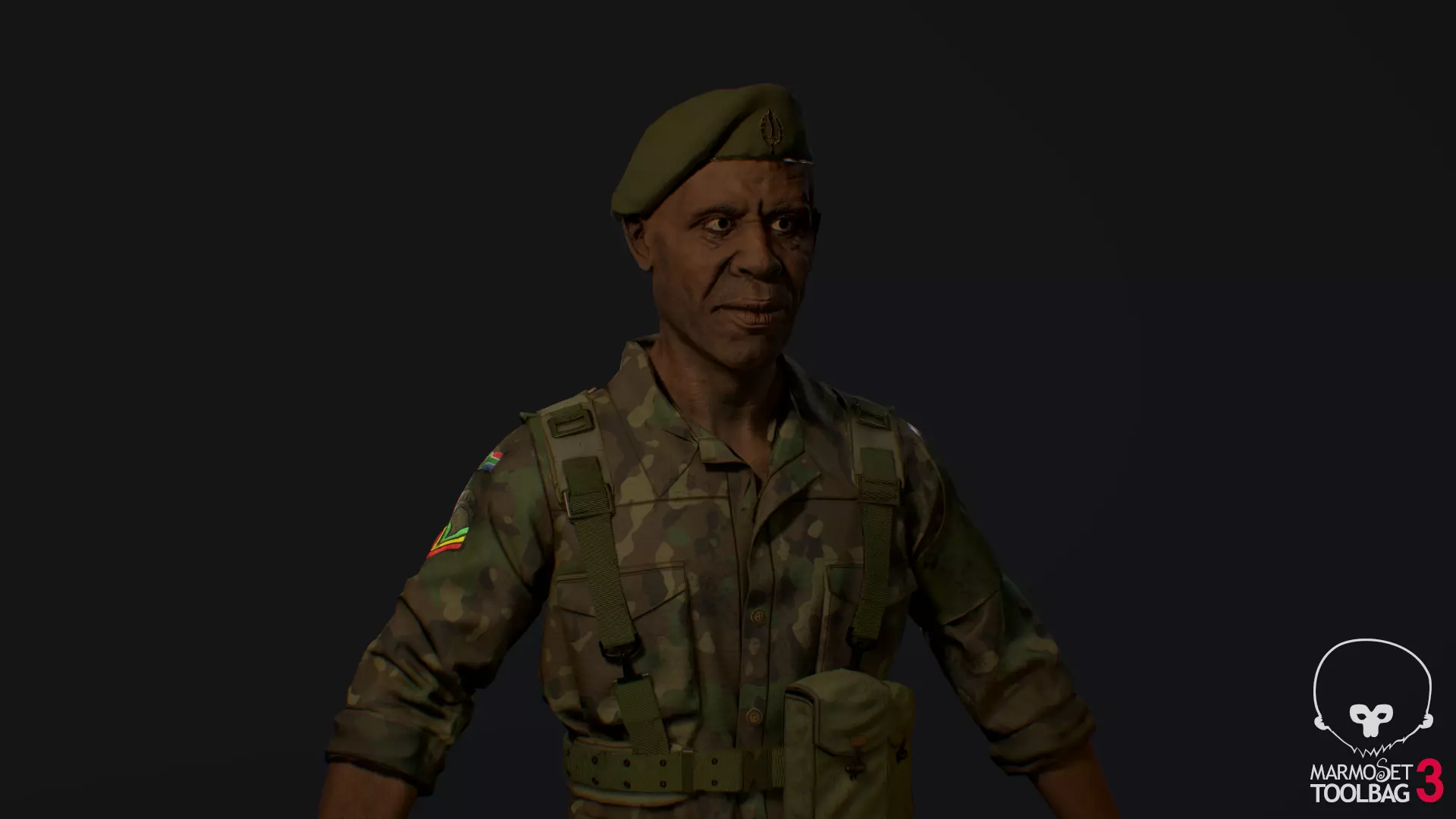 African soldier Low-poly 3D model_0