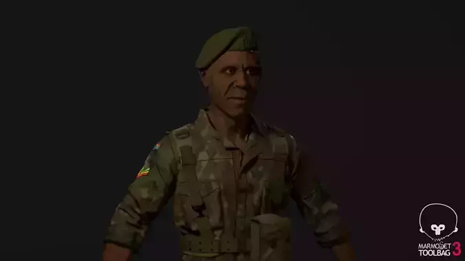  African soldier Low-poly 3D model