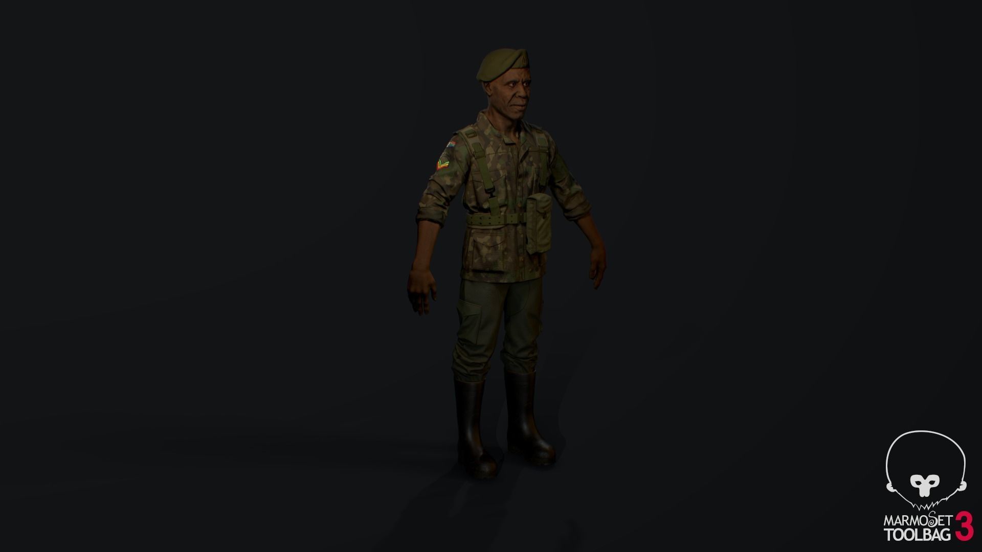  African soldier Low-poly 3D model_3