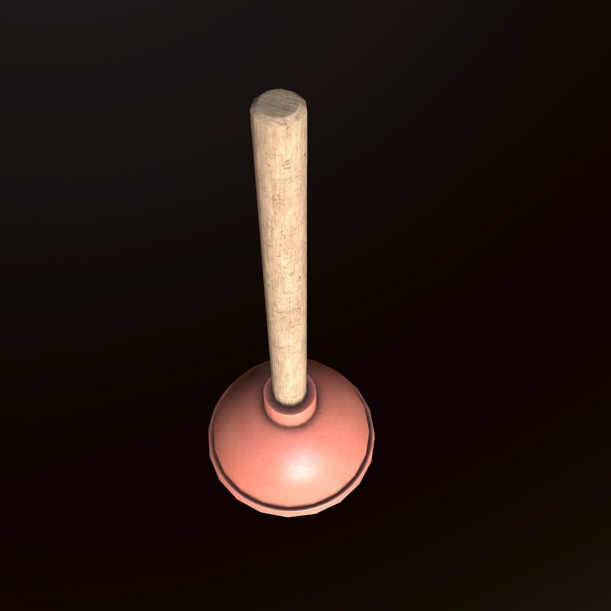 Plunger - PBR Game Ready wooden spoon with handle Low-poly 3D model_3