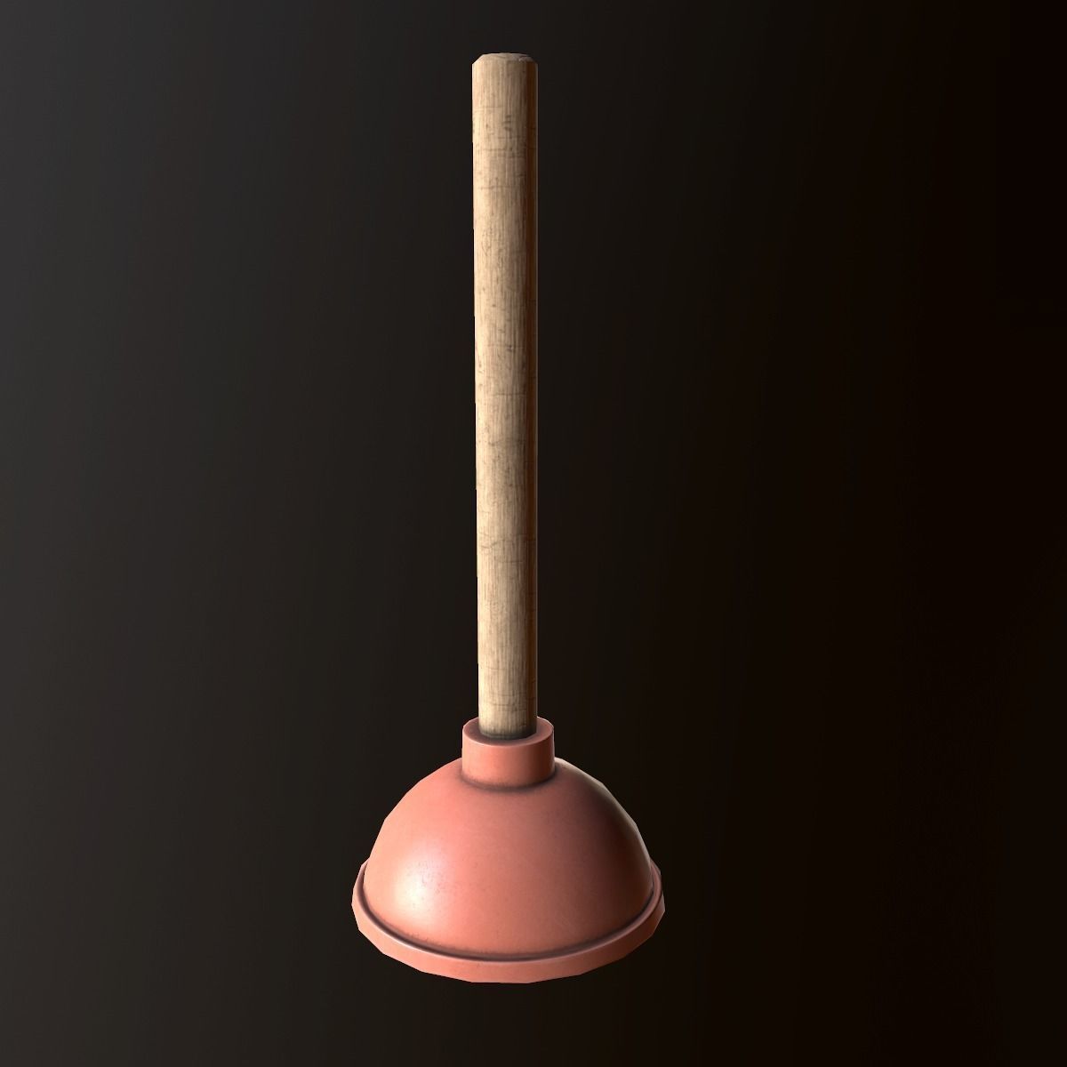 Plunger - PBR Game Ready wooden spoon with handle Low-poly 3D model_1