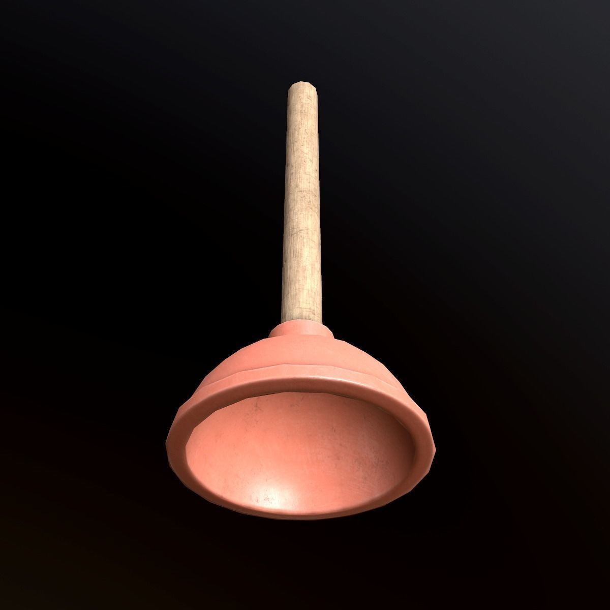 Plunger - PBR Game Ready wooden spoon with handle Low-poly 3D model_2