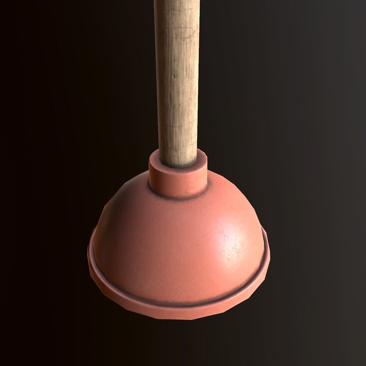 Plunger - PBR Game Ready wooden spoon with handle Low-poly 3D model_4