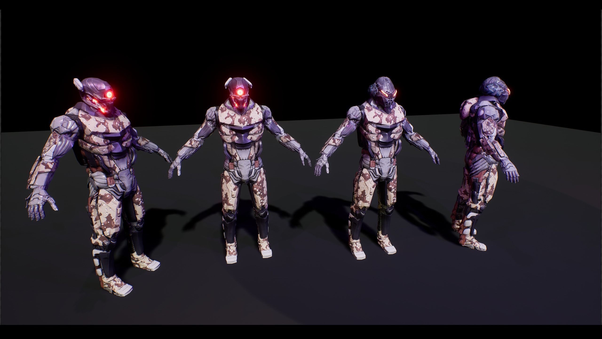 Cyborg Soldier V2 unreal engine asset Low-poly 3D model_9