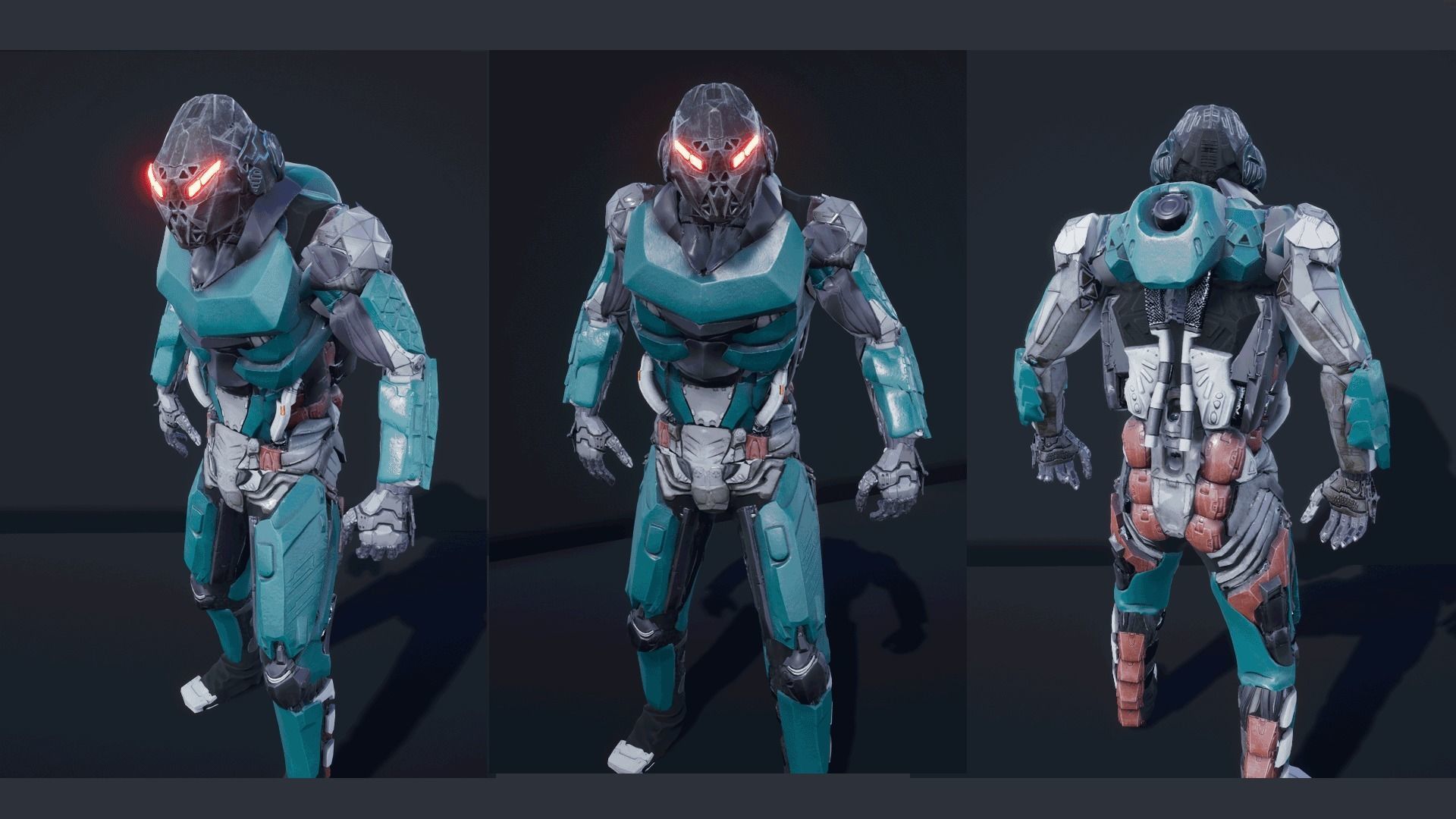 Cyborg Soldier V2 unreal engine asset Low-poly 3D model_5