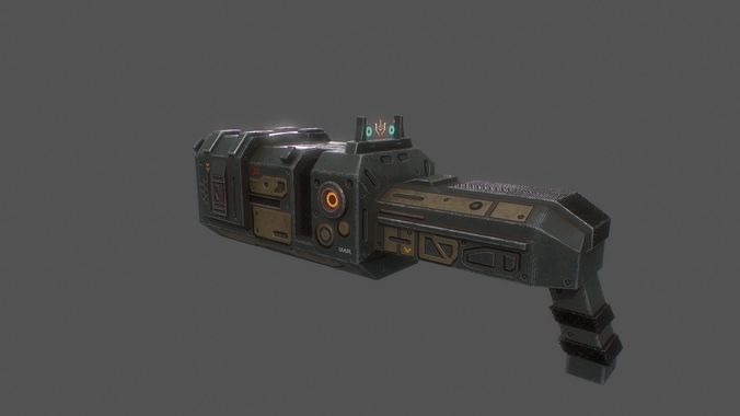 Low poly sci fi blaster weapon Low-poly 3D model