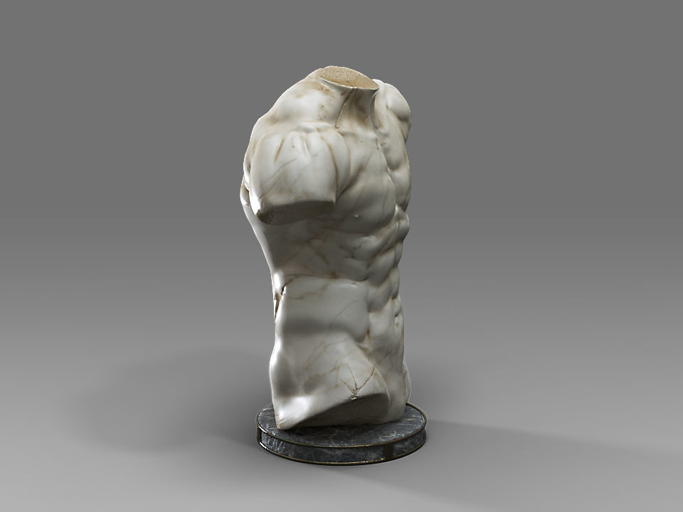 MaleTorsoSculptureA marble statue Low-poly 3D model_7
