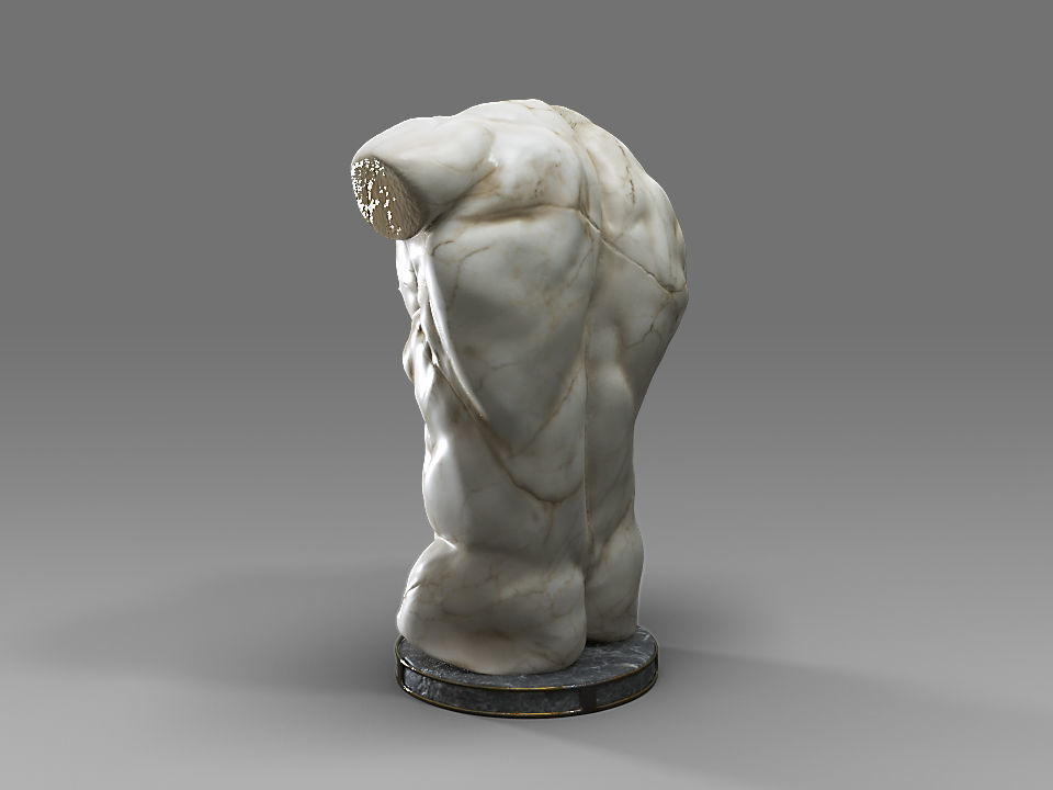 MaleTorsoSculptureA marble statue Low-poly 3D model_2