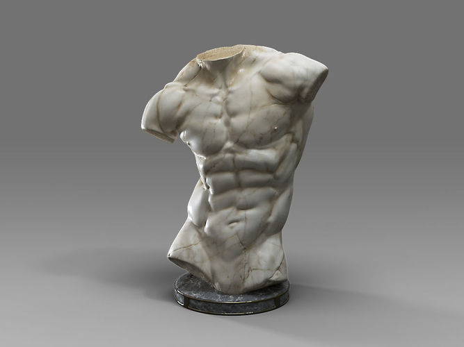 MaleTorsoSculptureA marble statue Low-poly 3D model