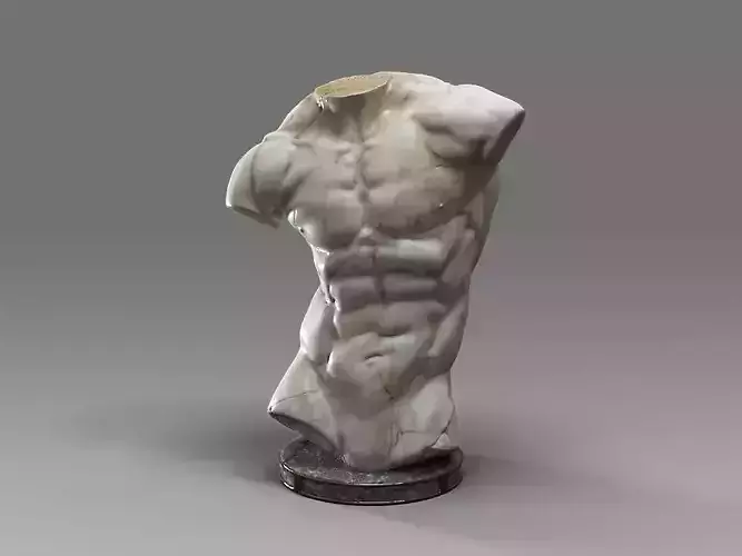 MaleTorsoSculptureA marble statue Low-poly 3D model
