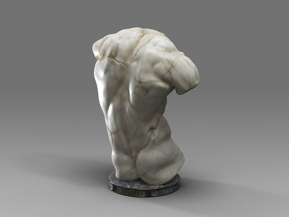 MaleTorsoSculptureA marble statue Low-poly 3D model_3