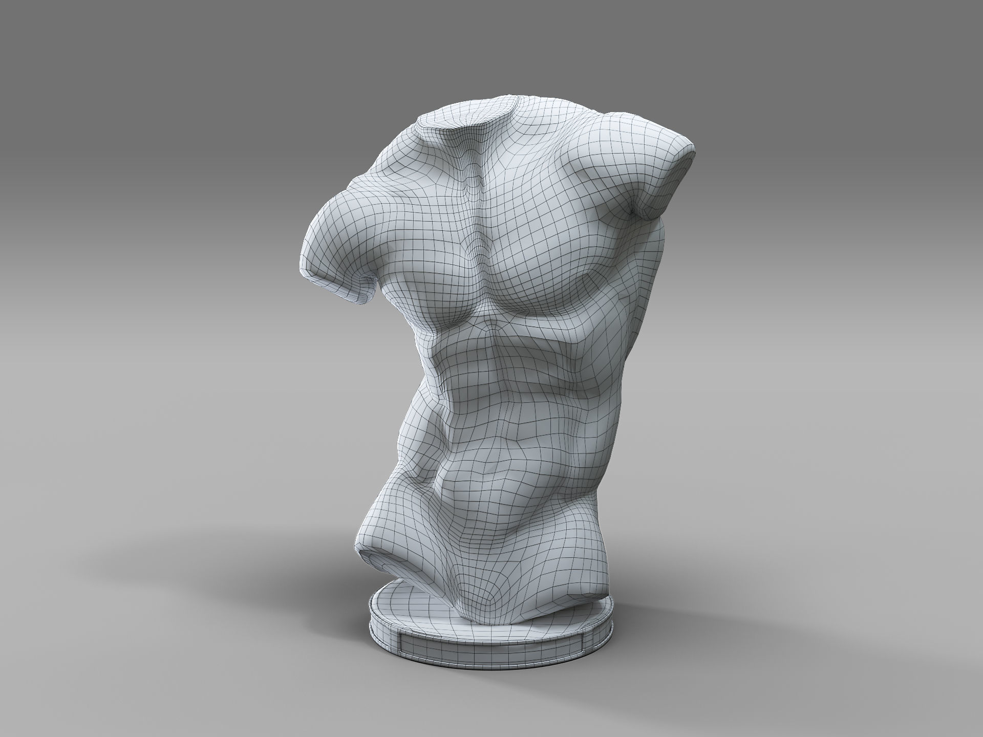MaleTorsoSculptureA marble statue Low-poly 3D model_10