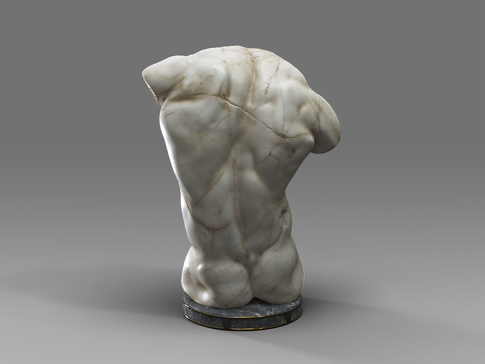 MaleTorsoSculptureA marble statue Low-poly 3D model_4