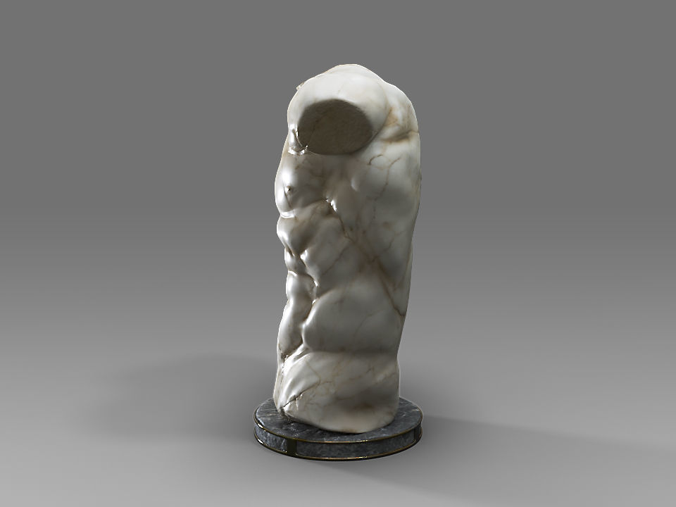 MaleTorsoSculptureA marble statue Low-poly 3D model_1