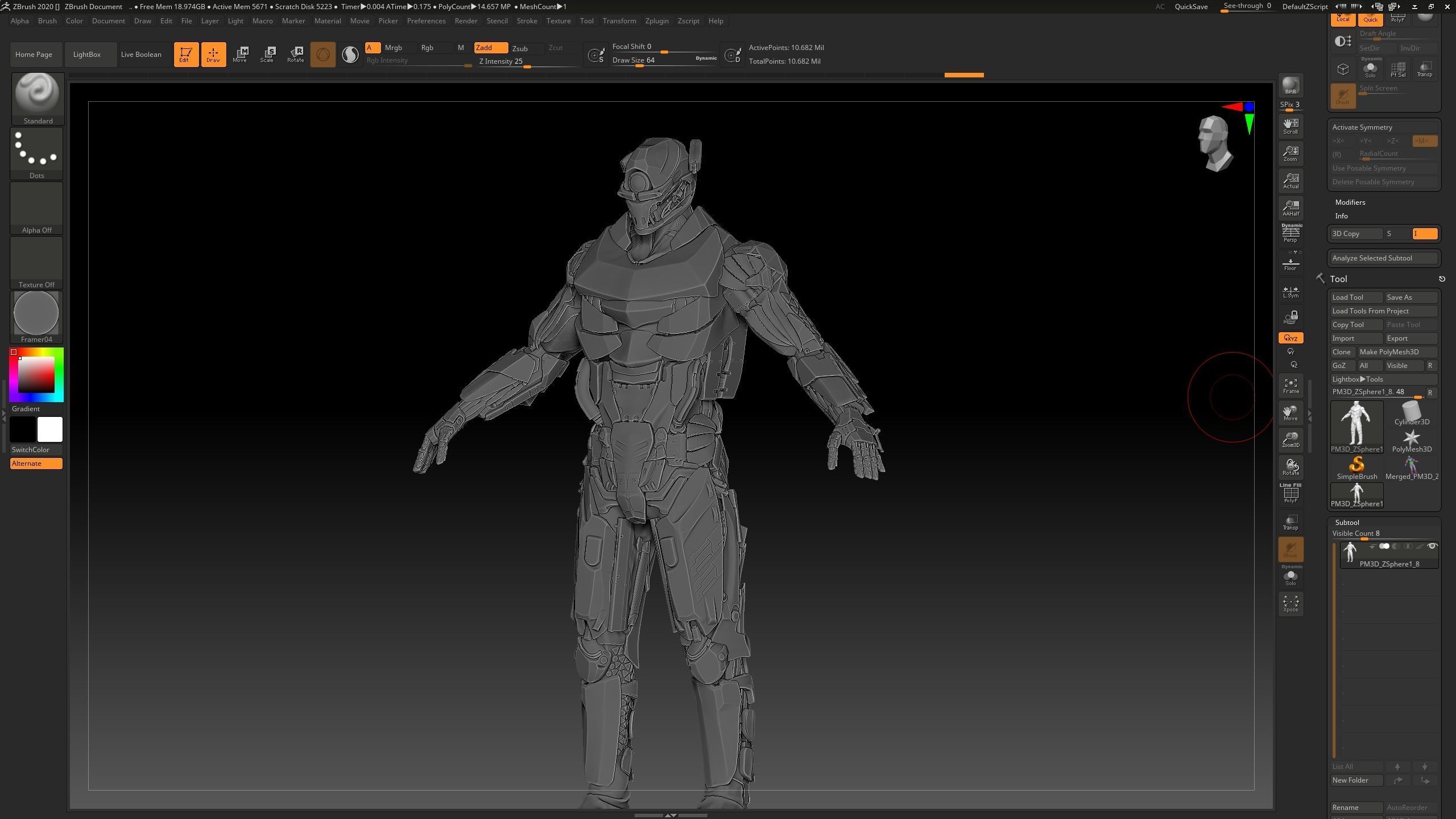 Cyborg Soldier V2 highpoly Zbrush 4r7 3D model_10