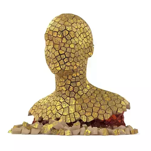 Bust of fragments with hieroglyphics 3D model