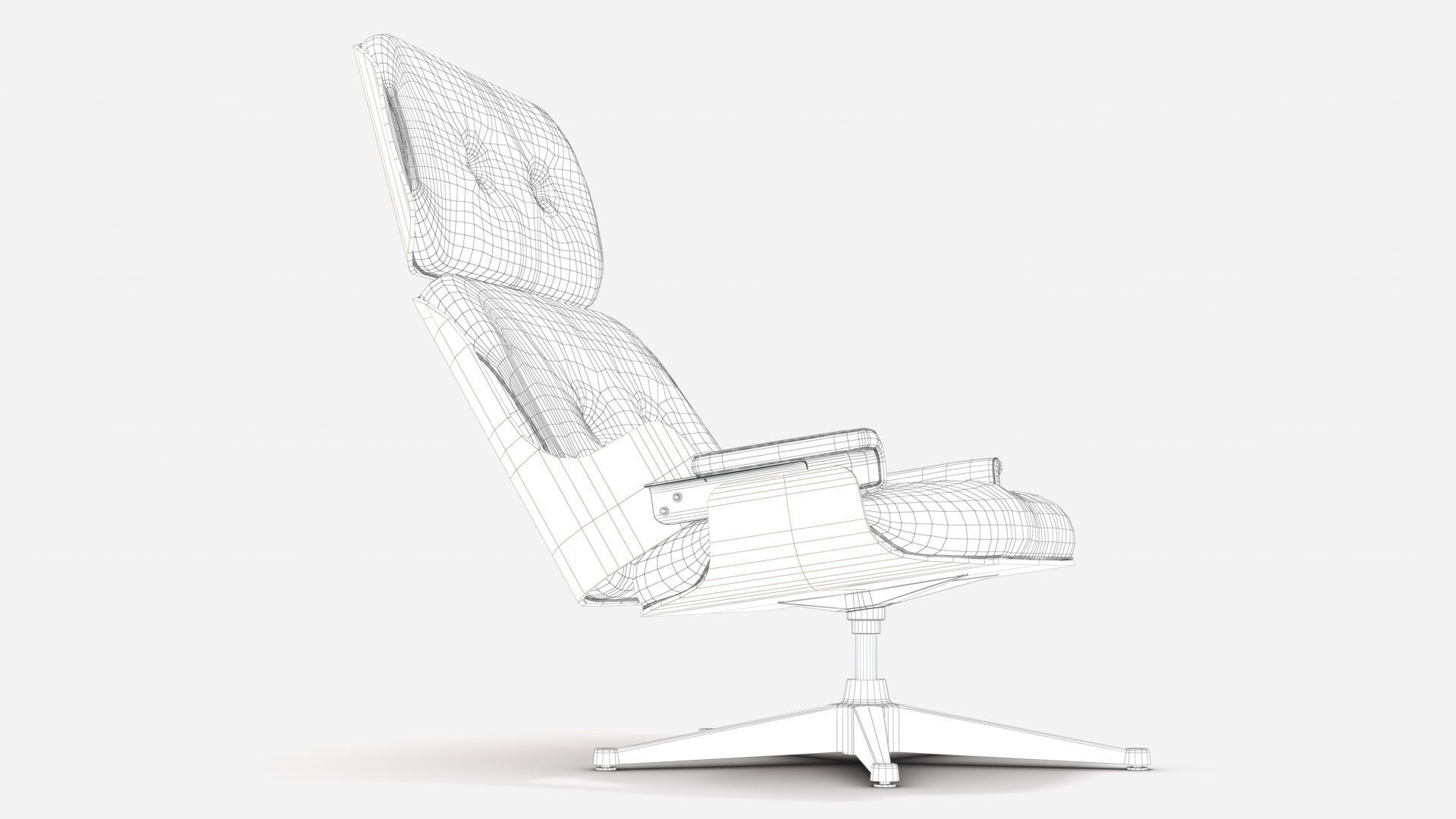 Wooden Leather Arm Chair 3D model_5