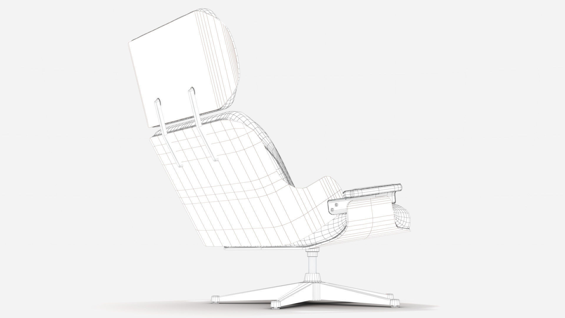 Wooden Leather Arm Chair 3D model_7