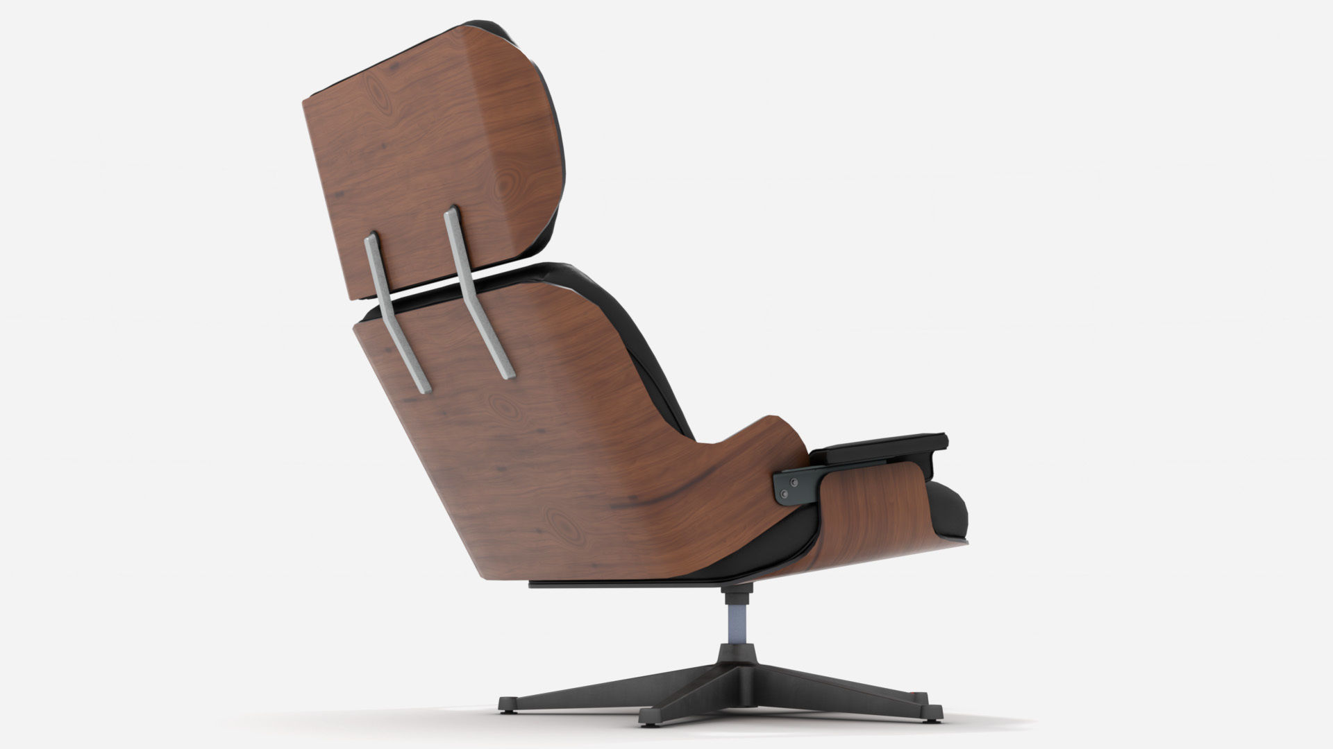 Wooden Leather Arm Chair 3D model_6