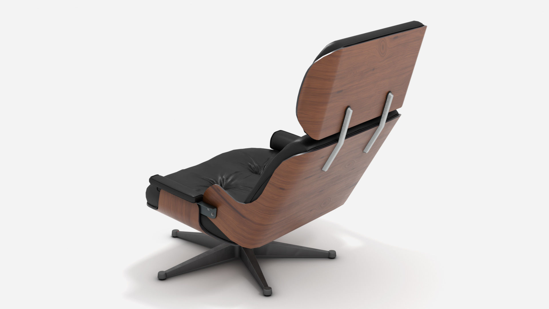 Wooden Leather Arm Chair 3D model_10