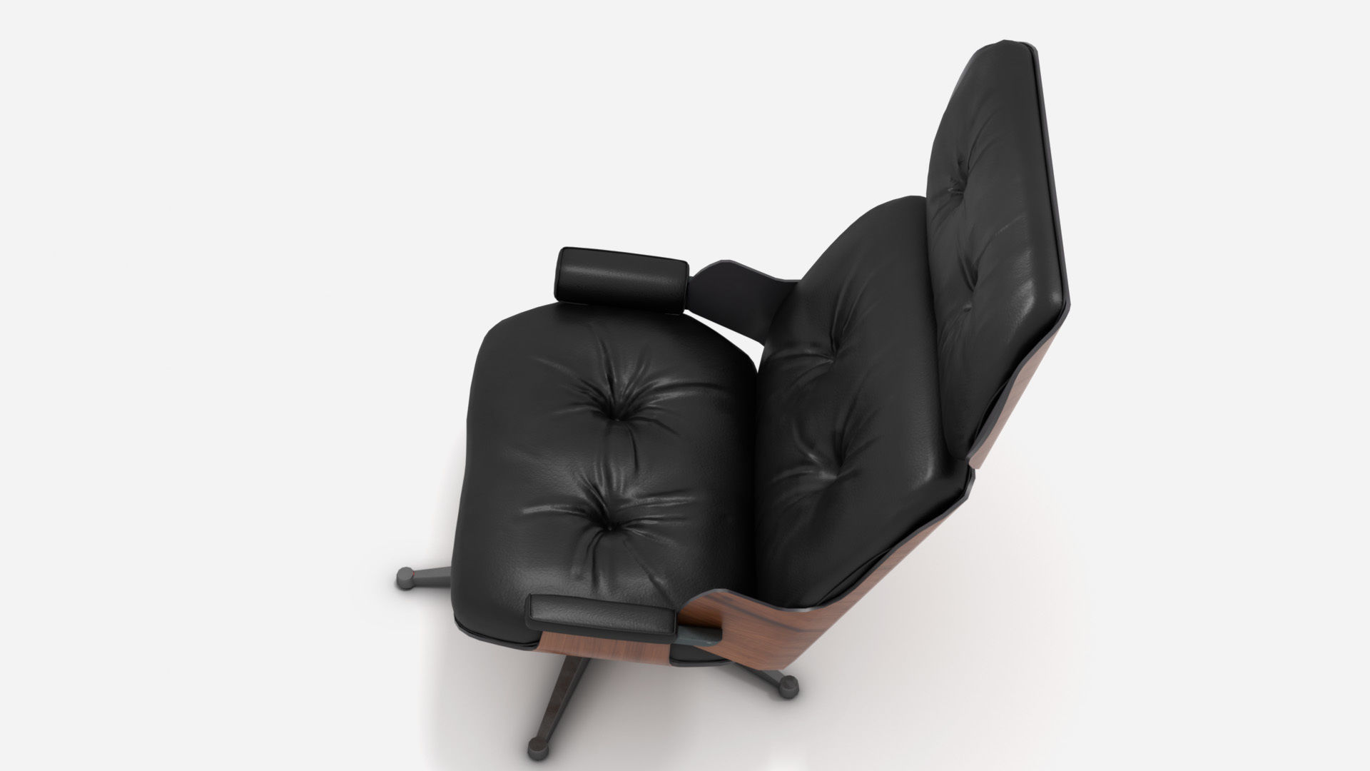Wooden Leather Arm Chair 3D model_12