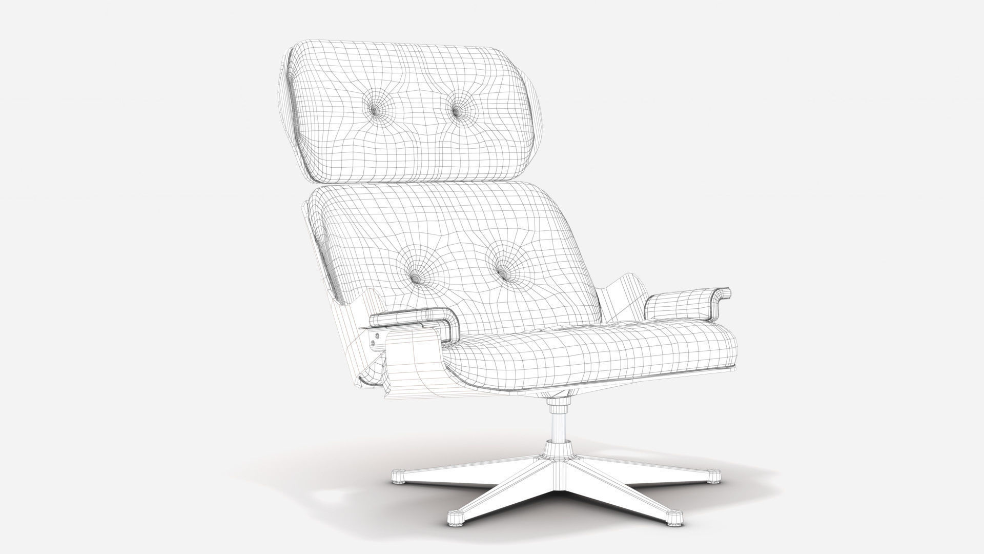 Wooden Leather Arm Chair 3D model_3