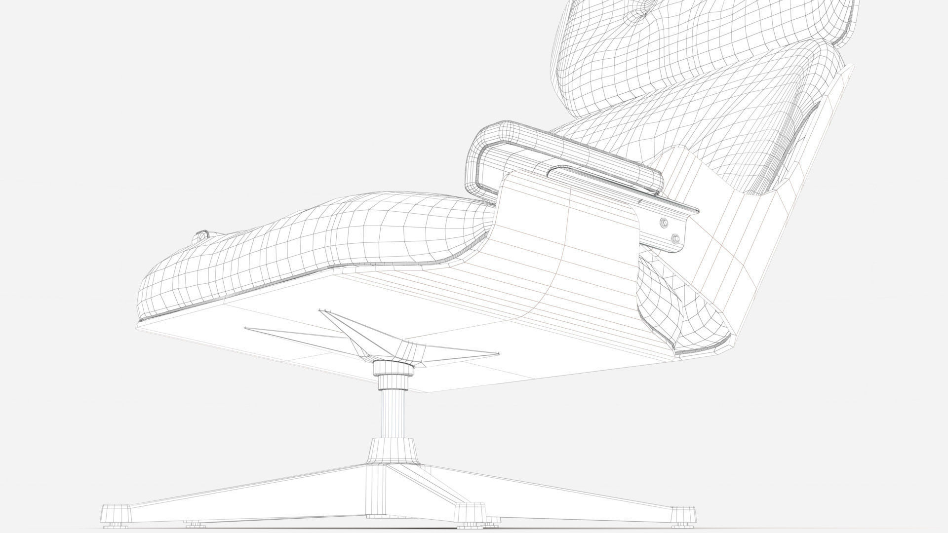 Wooden Leather Arm Chair 3D model_15