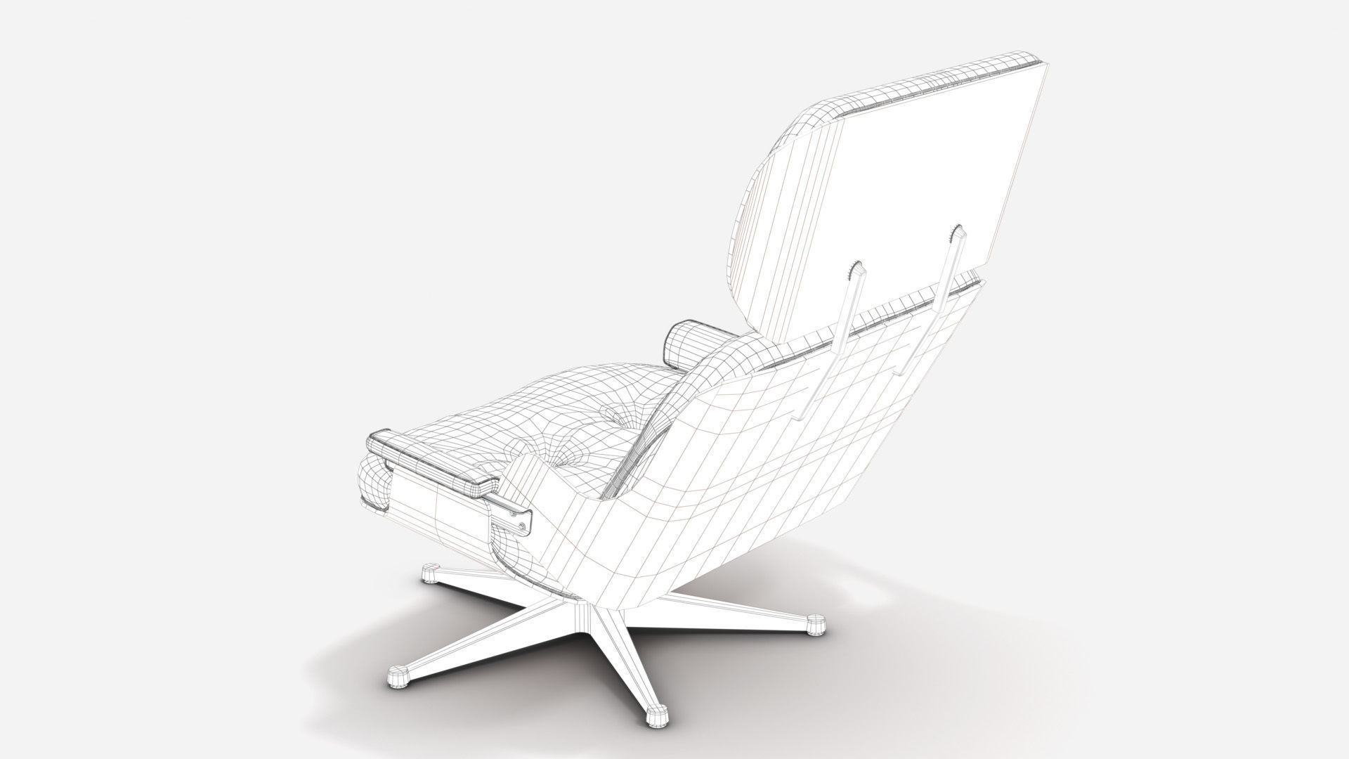 Wooden Leather Arm Chair 3D model_11