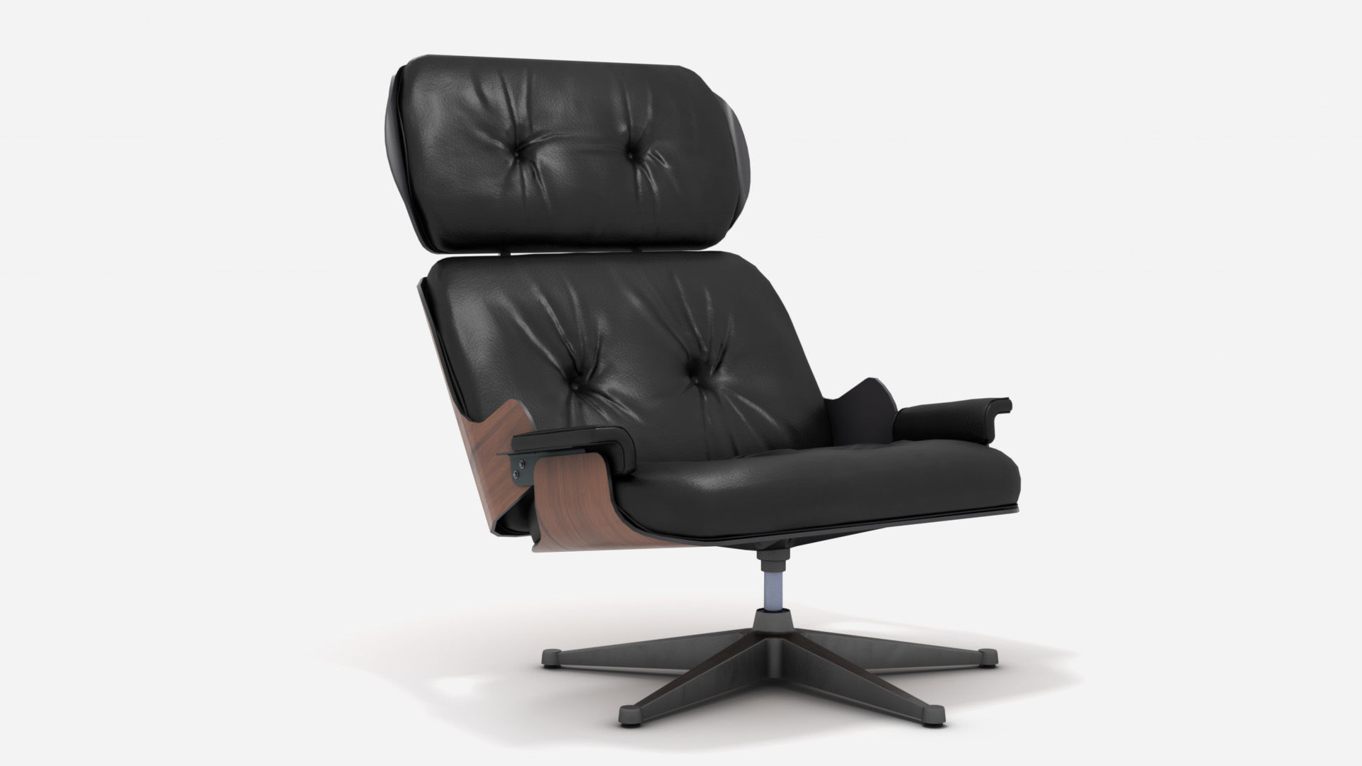 Wooden Leather Arm Chair 3D model_2