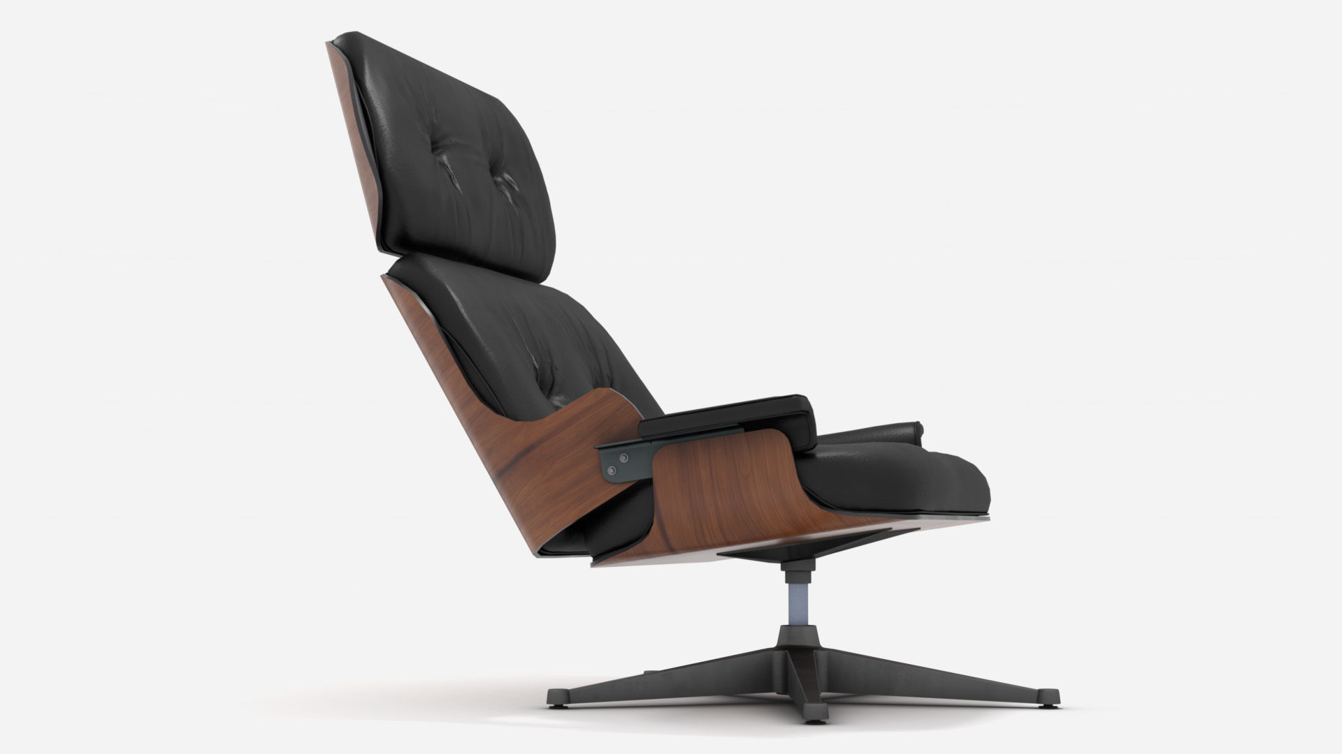 Wooden Leather Arm Chair 3D model_4
