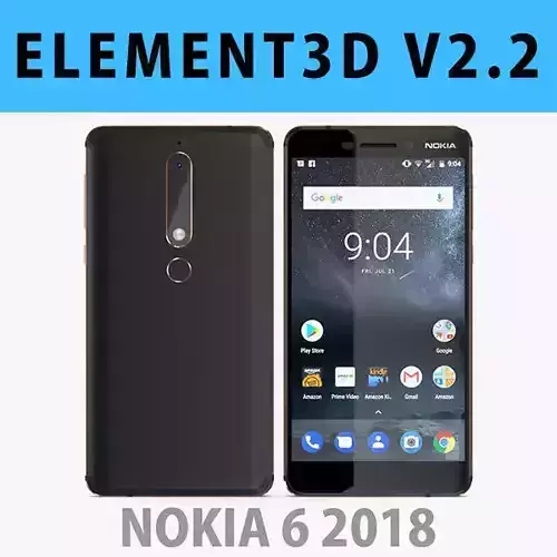 E3D - Nokia 6 2018 Black model 3D model