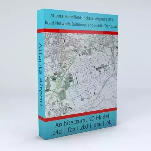 Atlanta ATL Hartsfield Jackson Airport Roads Buildings Pub Trans 3D model
