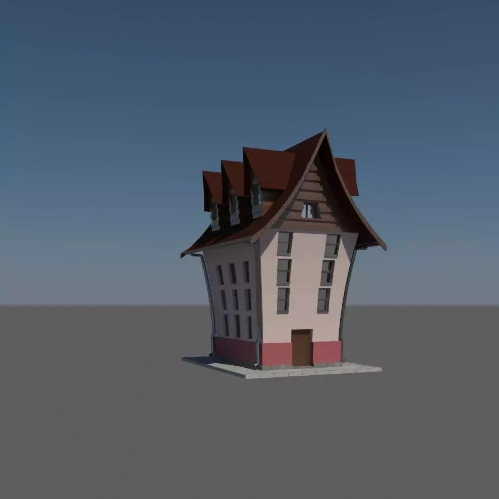 Cartoon House Low-poly 3D model_0