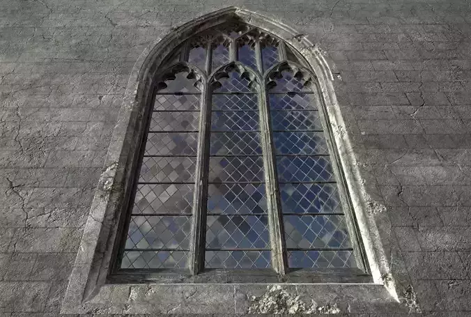Gothic window Low-poly 3D model