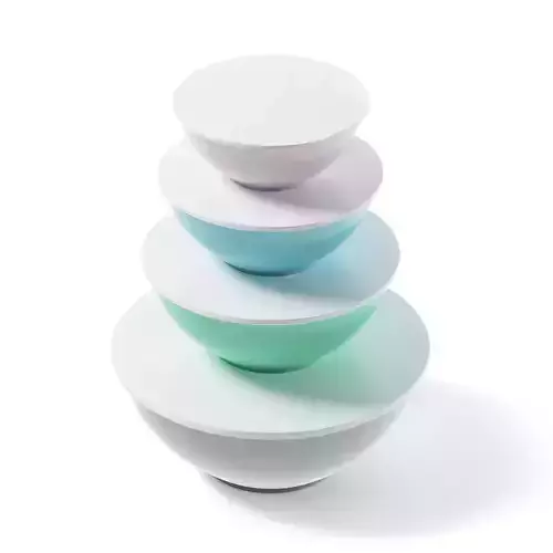 Bowls Set 3D Model four stacked